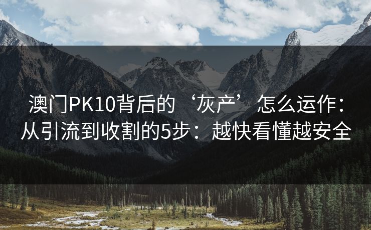澳门PK10背后的‘灰产’怎么运作：从引流到收割的5步：越快看懂越安全